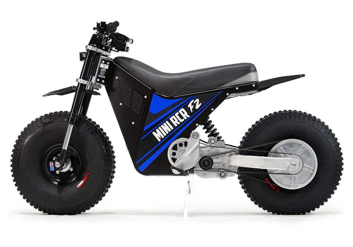 Mini RCR F2 Two Wheeler Electric Bike Blue W/ Black Carbon Fenders