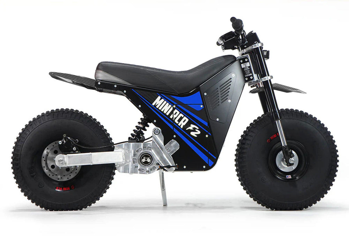 Mini RCR F2 Two Wheeler Electric Bike Blue W/ Black Carbon Fenders