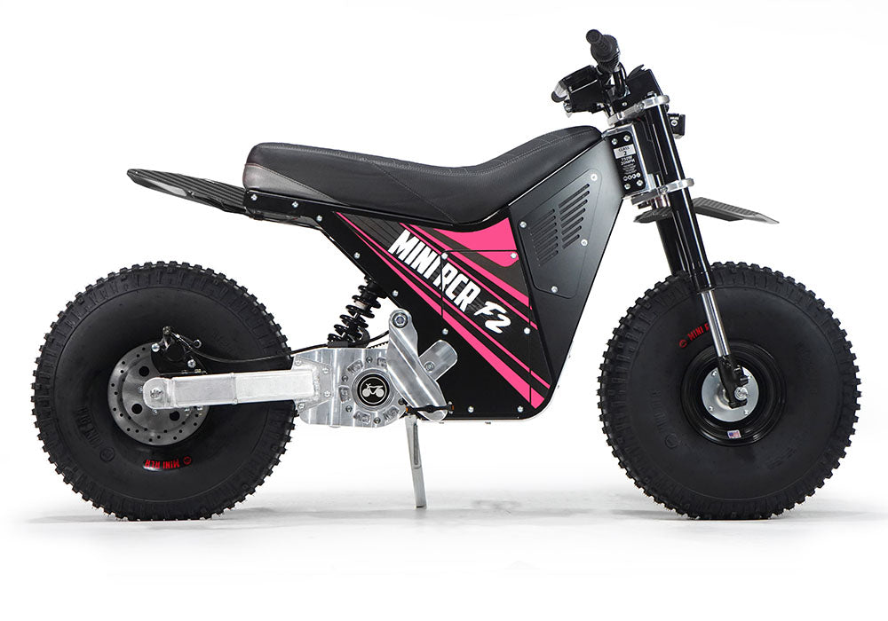 Mini RCR F2 Two Wheeler Electric Bike Pink W/ Black Carbon Fenders
