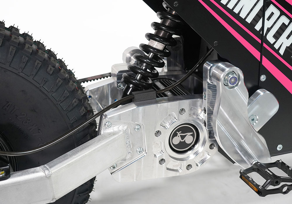 Mini RCR F2 Two Wheeler Electric Bike Pink W/ Black Carbon Fenders