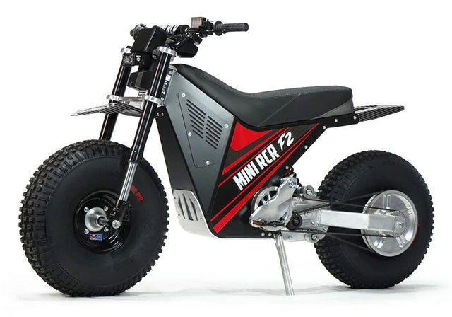 Mini RCR F2 Two Wheeler Electric Bike Red W/ Black Carbon Fenders
