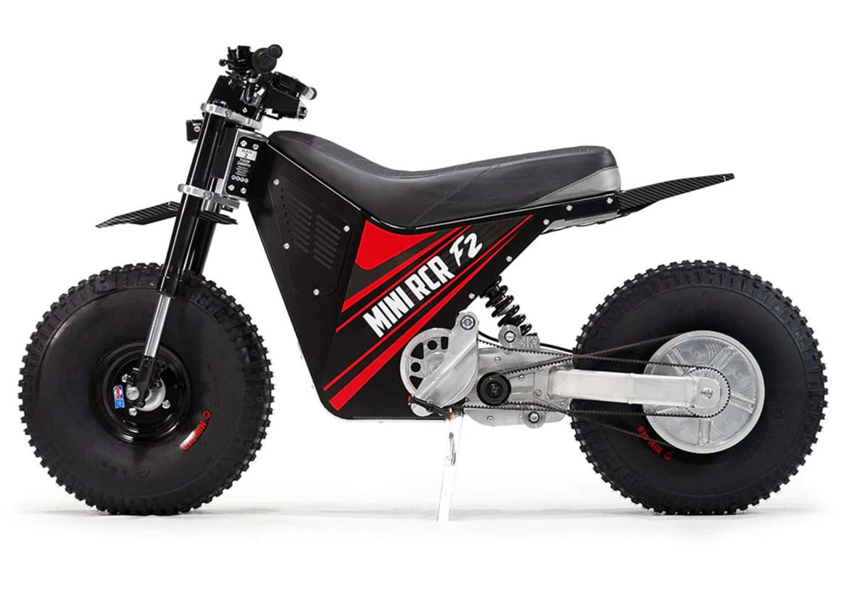 Mini RCR F2 Two Wheeler Electric Bike Red W/ Black Carbon Fenders