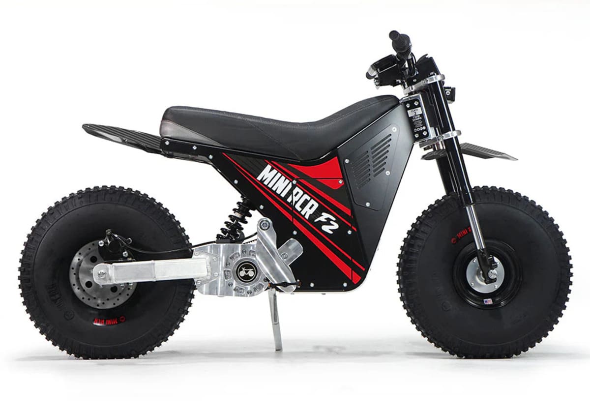 Mini RCR F2 Two Wheeler Electric Bike Red W/ Black Carbon Fenders