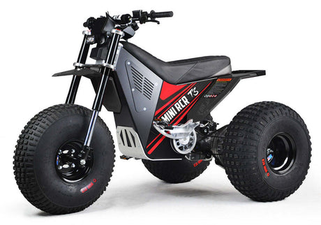 Mini RCR T3 Three Wheeler Electric Bike Red W/ Black Carbon Fenders