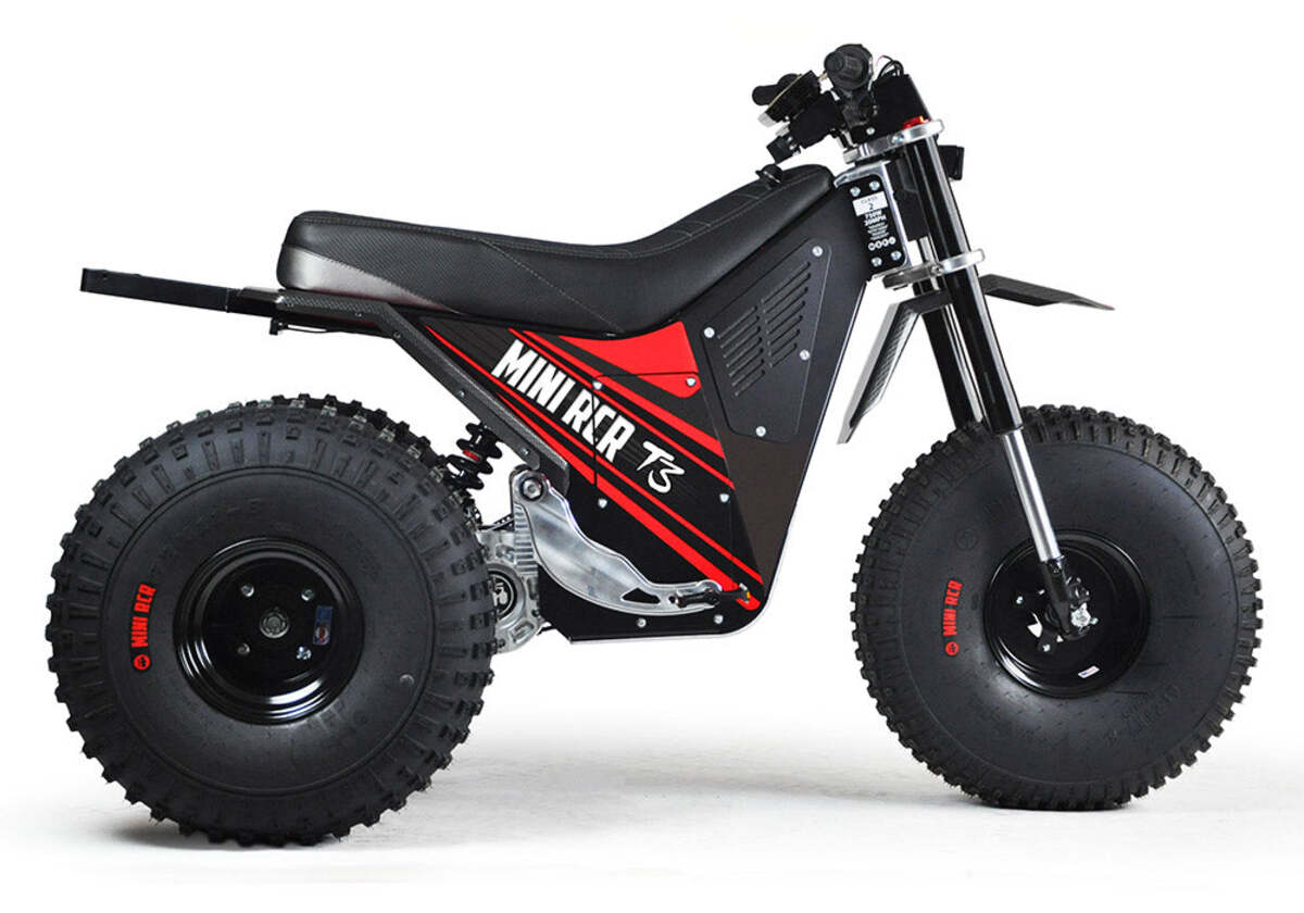 Mini RCR T3 Three Wheeler Electric Bike Red W/ Black Carbon Fenders