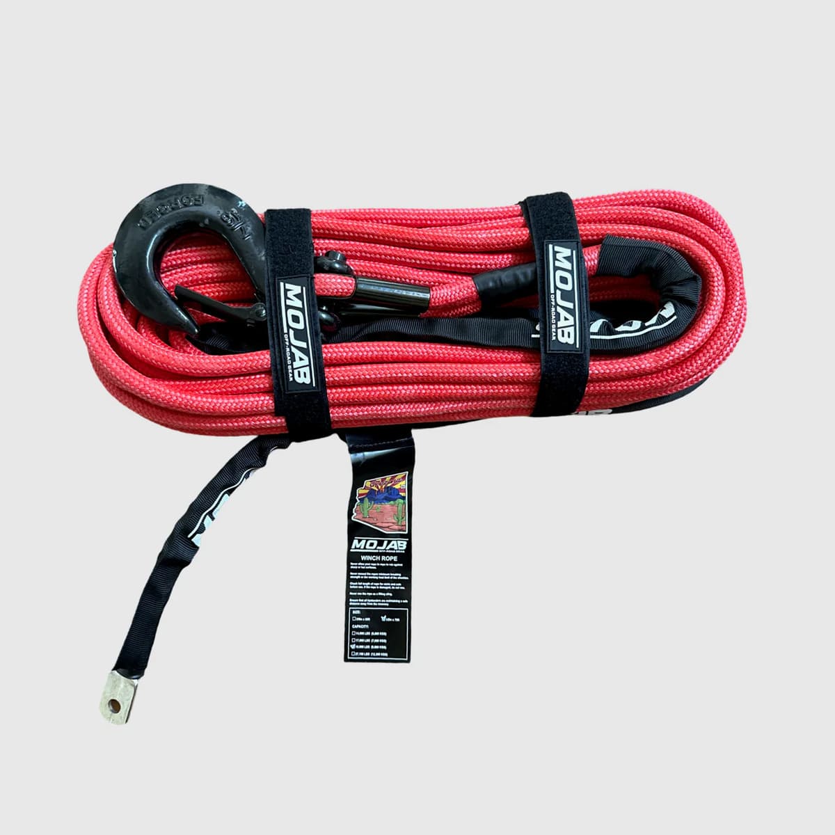 Mojab Off-Road 1/2" x 78' Double Braided Winch Rope with Removeable Forged Winch Hook