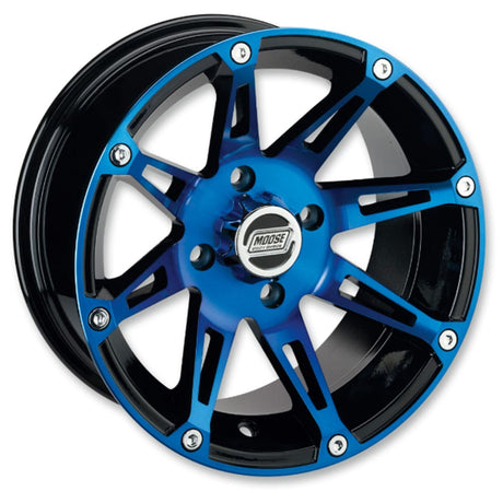 Moose Utility 14x8 - 4/156 - 4+4 Anodized Blue/Black Rear 387X Wheel