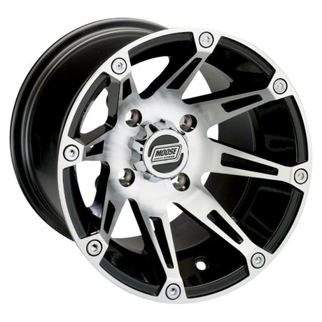 Moose Utility 14x8 - 4/156 - 4+4 Black Machined Standard LIP Rear 387X Wheel
