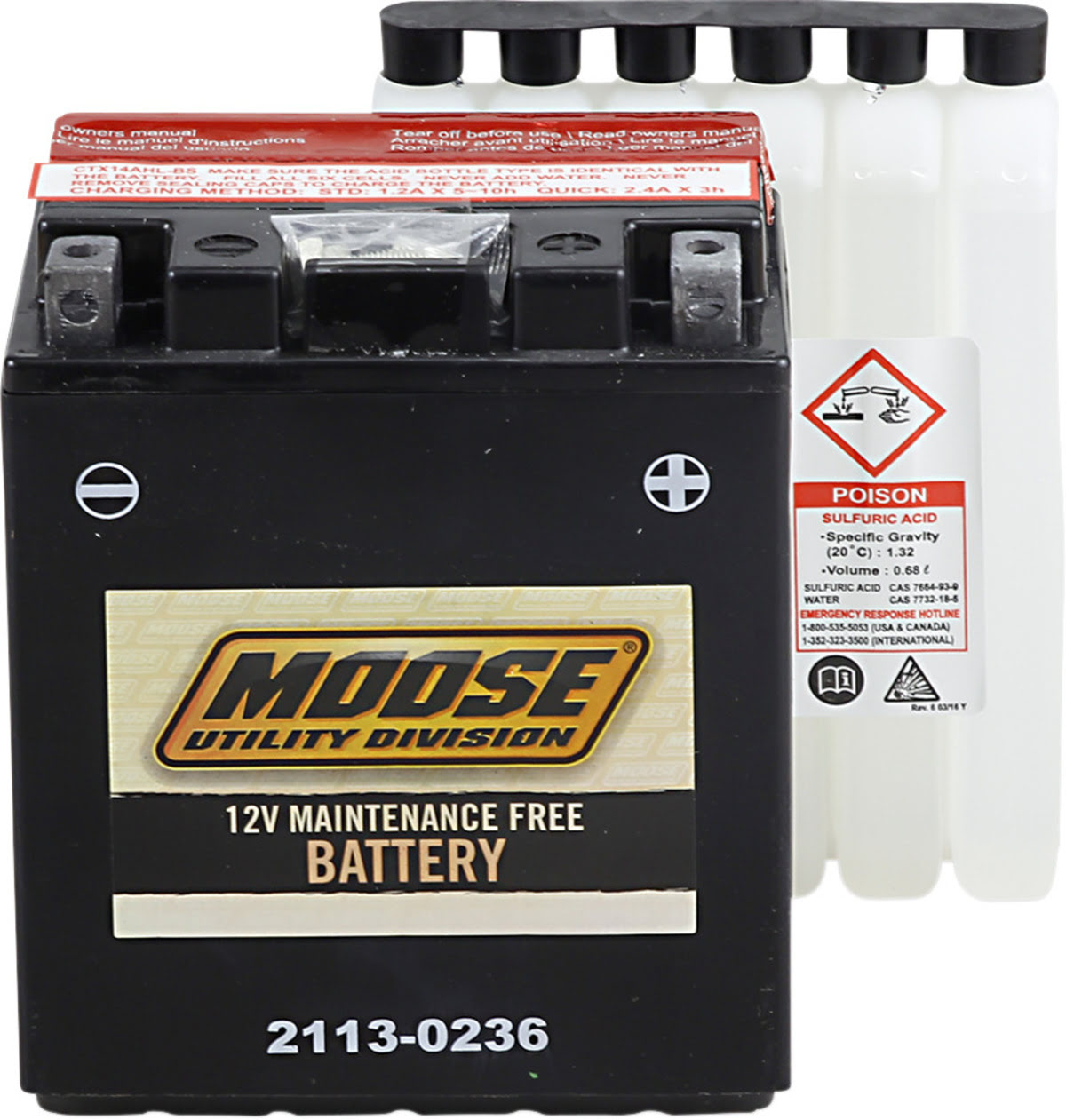 Moose Utility AGM Maintenance Free Battery -  YTX14AHL-BS