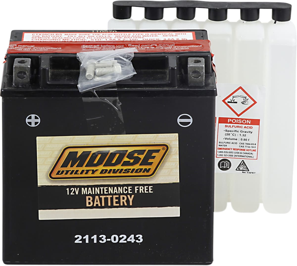 Moose Utility AGM Maintenance Free Battery - YTX20CH-BS