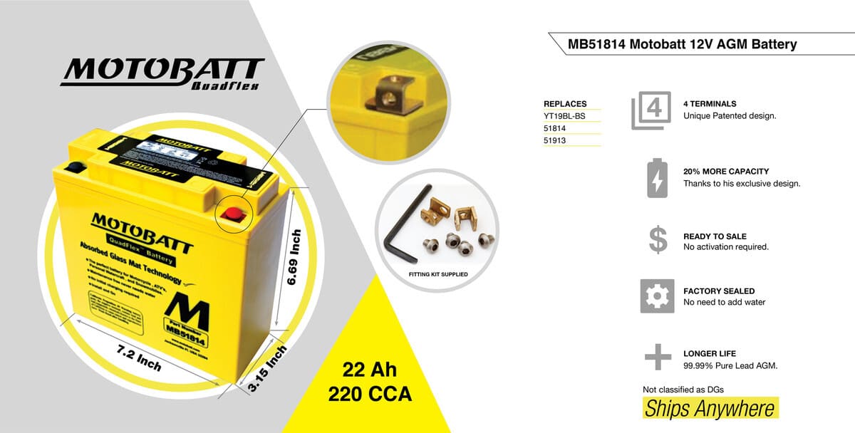 Motobatt 12V AGM Battery - MB51814