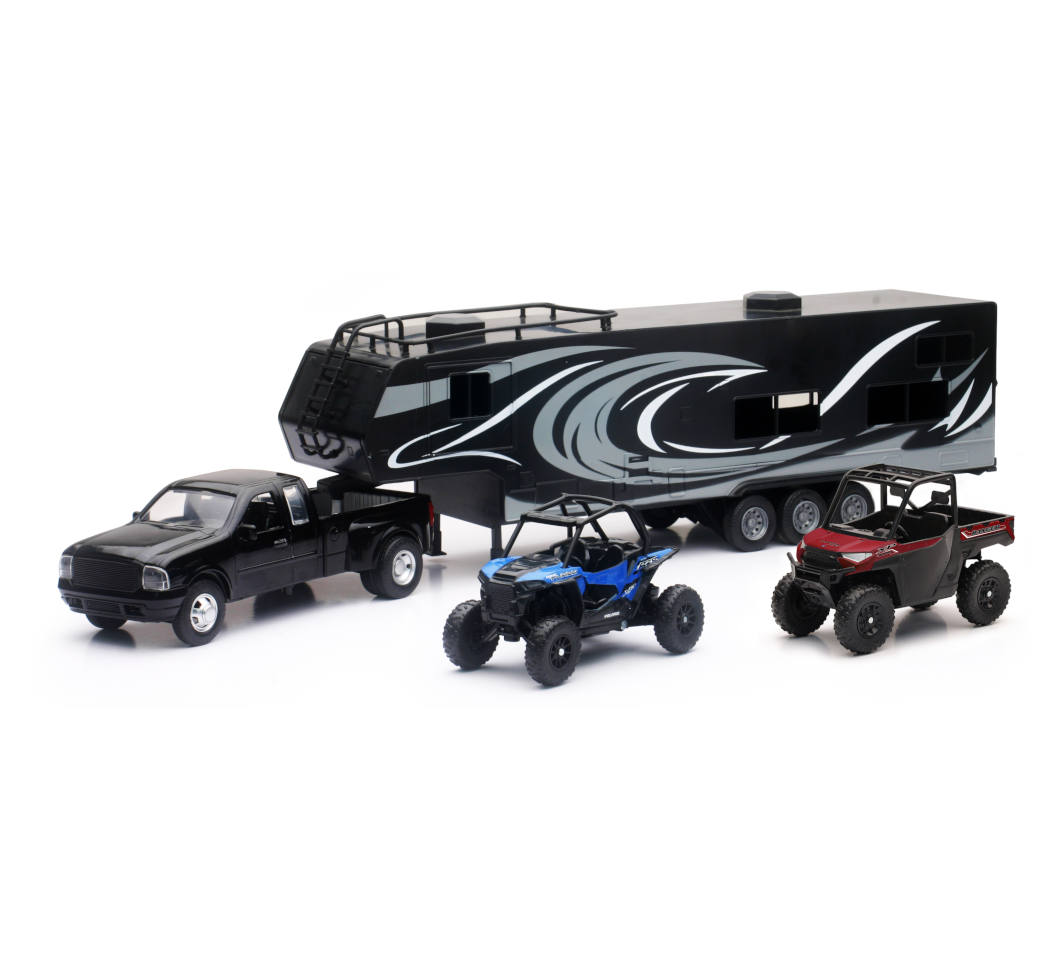 New Ray Toys Polaris Pick Up Toy Hauler W/ Vehicles Set