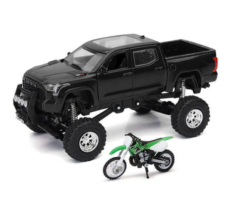 New Ray Toys Toyota Tundra Off Road Pick Up 1:32 Scale W/ Kawasaki Dirt Bike
