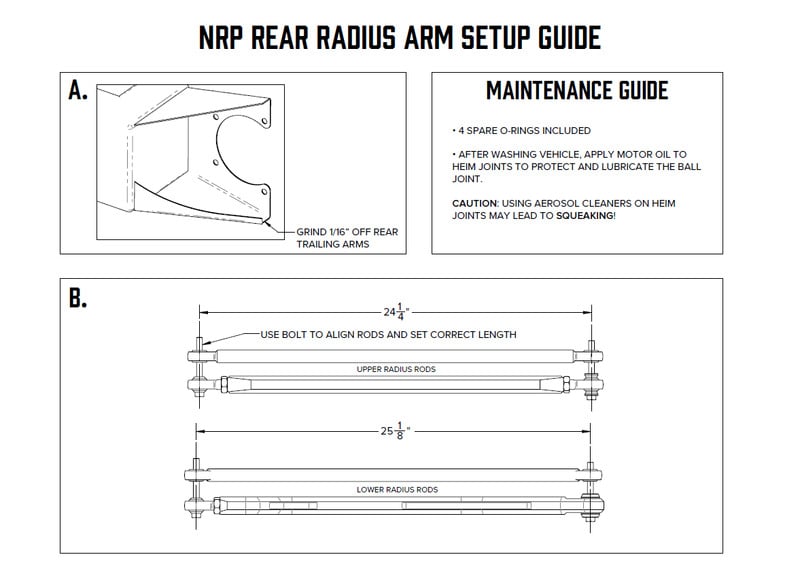 NRP Polaris RZR RS1 Billet High Clearance Radius Rods