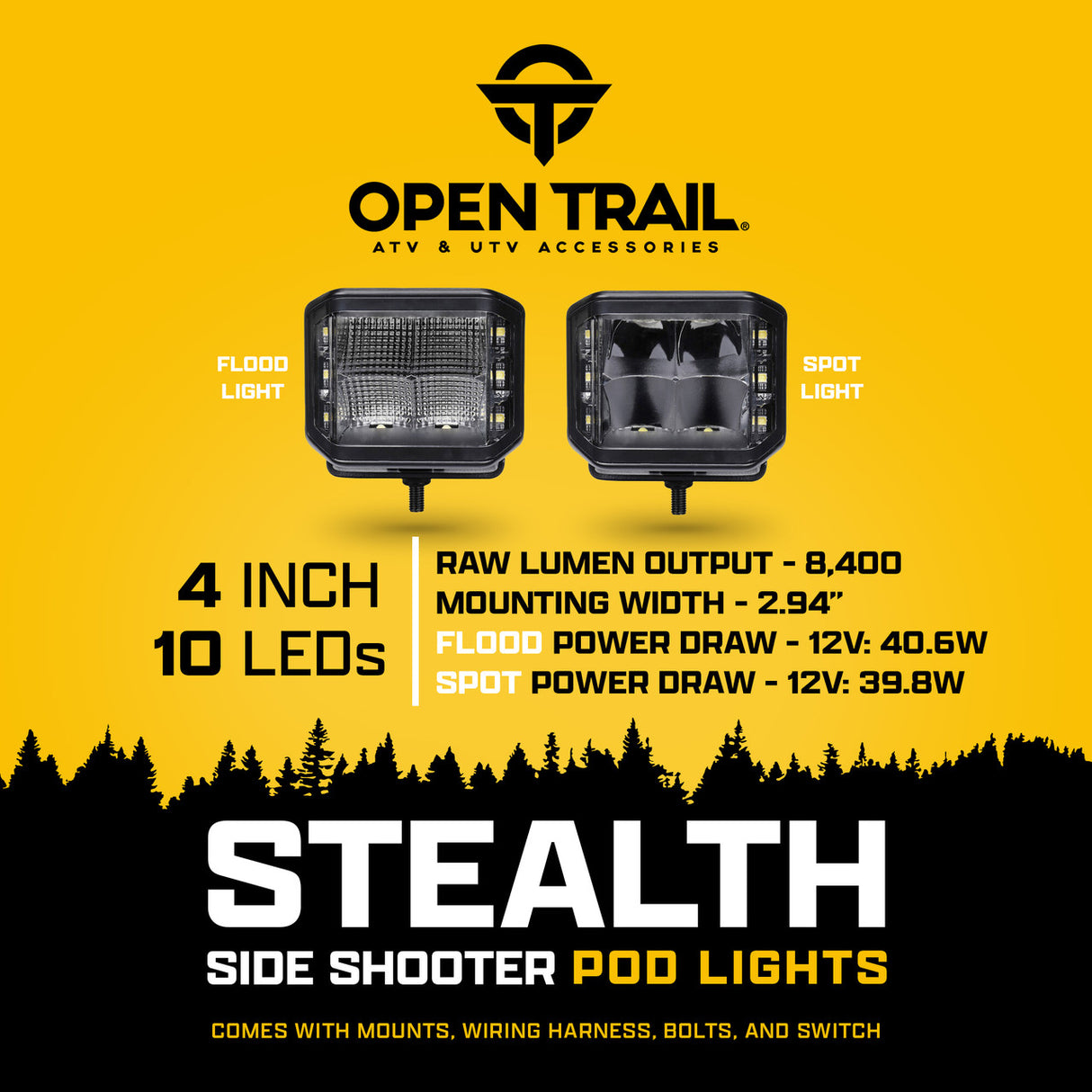 Open Trail Stealth Side Shooter LED Pods - Spot