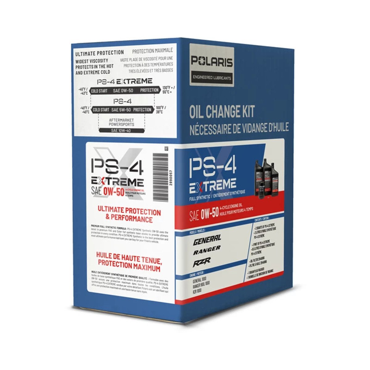 Polaris Full Synthetic Oil Change Kit - 2.5 QTS Of PS-4 Extreme 0W-50 Engine Oil, 1 Oil Filter & Crush Washer