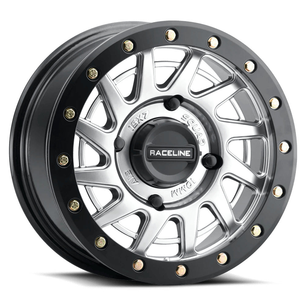 Raceline A12 Hyper Silver Squad Beadlock & Maxxis Carnivore Radial Wheel & Tire Kit