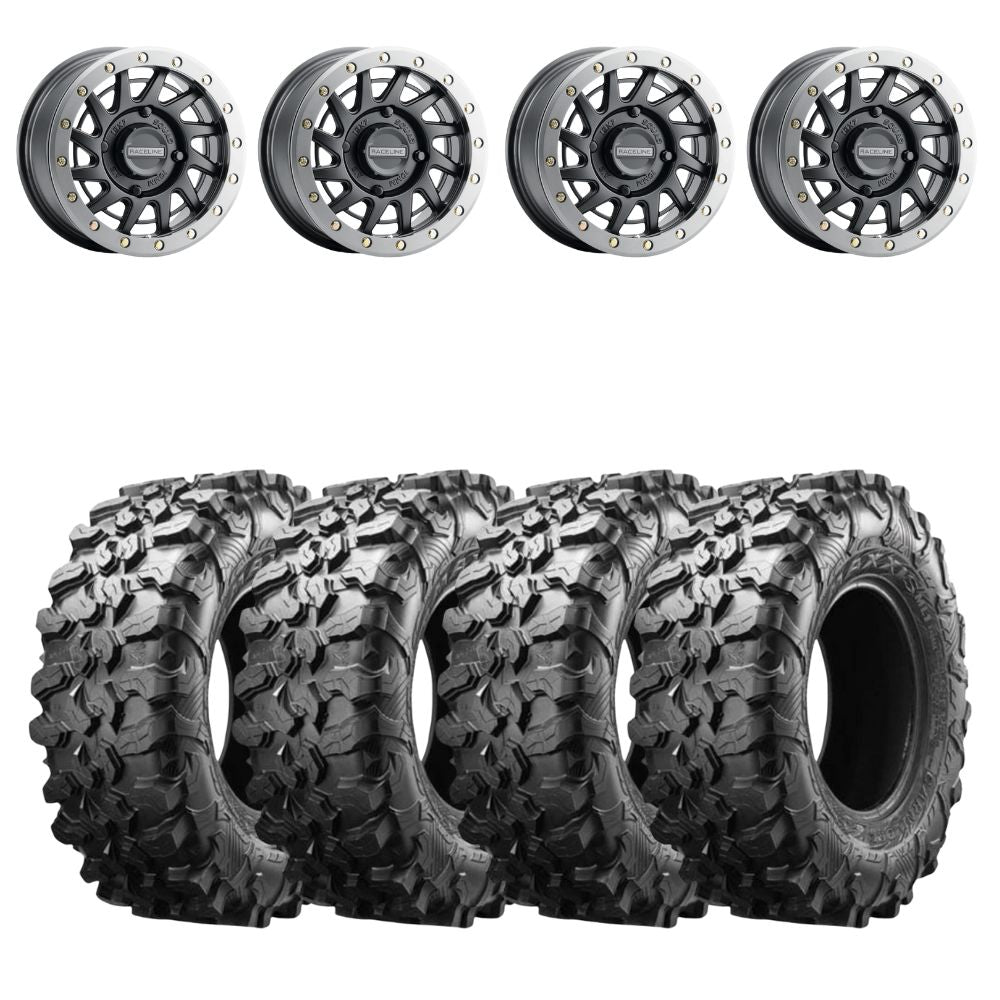 Raceline A12BG Satin Black Squad Beadlock & Maxxis Carnivore Radial Wheel & Tire Kit