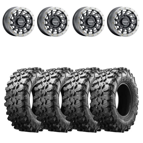 Raceline A12BG Satin Black Squad Beadlock & Maxxis Carnivore Radial Wheel & Tire Kit