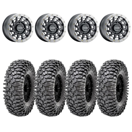 Raceline A12BG Squad Satin Black Beadlock & Maxxis Roxxzilla Radial Wheel & Tire Kit