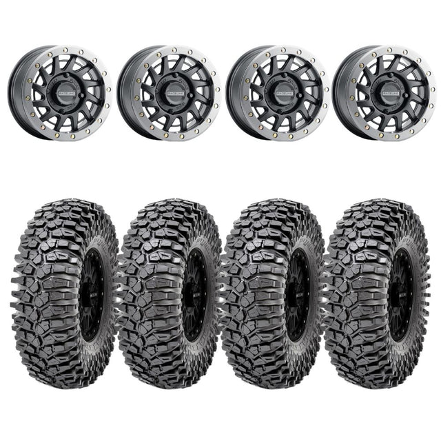 Raceline A12BG Squad Satin Black Beadlock & Maxxis Roxxzilla Radial Wheel & Tire Kit