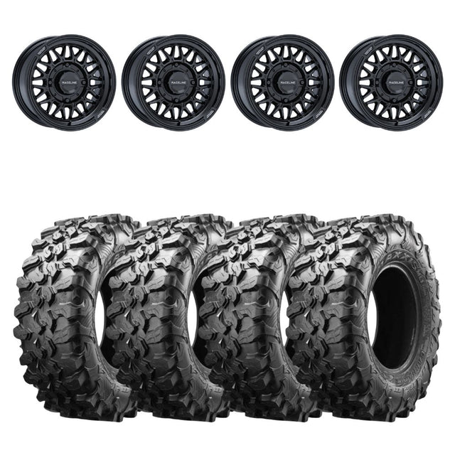 Raceline A13GB Gloss Black Omega & Maxxis Carnivore Radial Wheel & Tire Kit