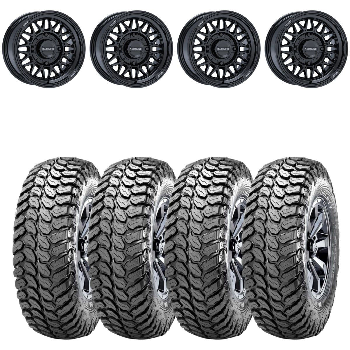 Raceline A13GB Gloss Black Omega & Maxxis Liberty Performance Off Road Wheel & Tire Kit