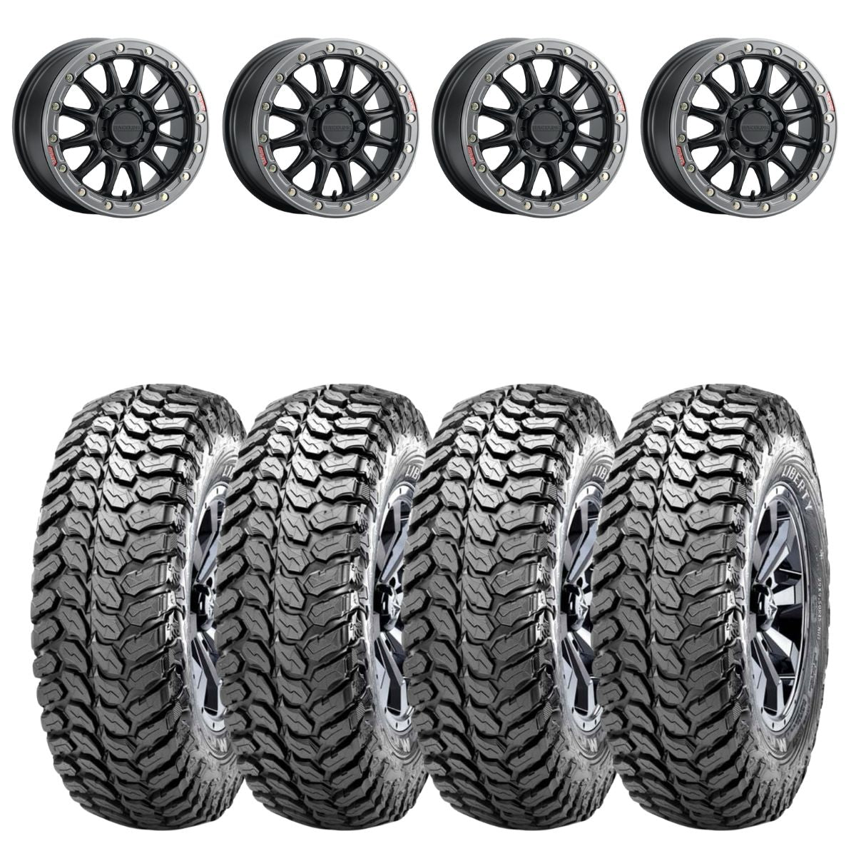 Raceline A14BG Black/Gunmetal Alpha Beadlock & Maxxis Liberty Performance Off Road Wheel & Tire Kit