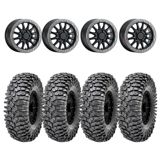 Raceline A14BG Black/Gunmetal Alpha BeadLock & Maxxis Roxxzilla Radial Wheel & Tire Kit