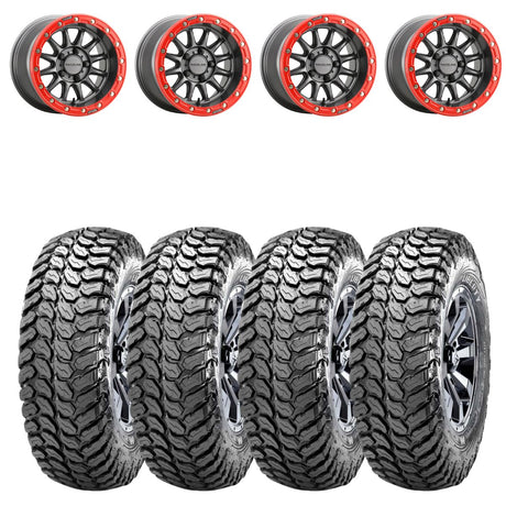 Raceline A14GR Gunmetal/Red Alpha 5 Lug Beadlock & Maxxis Liberty Performance Off Road Wheel & Tire Kit