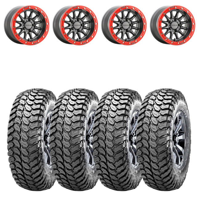 Raceline A14GR Gunmetal/Red Alpha 5 Lug Beadlock & Maxxis Liberty Performance Off Road Wheel & Tire Kit