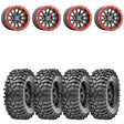 Raceline A14GR Gunmetal/Red Alpha 5 Lug Beadlock & Maxxis Roxxzilla Radial Wheel & Tire Kit