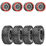 Raceline A14GR Gunmetal/Red Alpha 5 Lug Beadlock & Maxxis Roxxzilla Radial Wheel & Tire Kit
