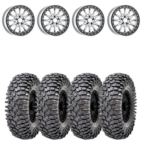 Raceline A14SB Alpha Silver/Black Beadlock & Maxxis Roxxzilla Radial Wheel & Tire Kit