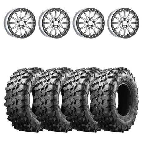 Raceline A14SB Silver/Black Alpha Beadlock & Maxxis Carnivore Radial Wheel & Tire Kit