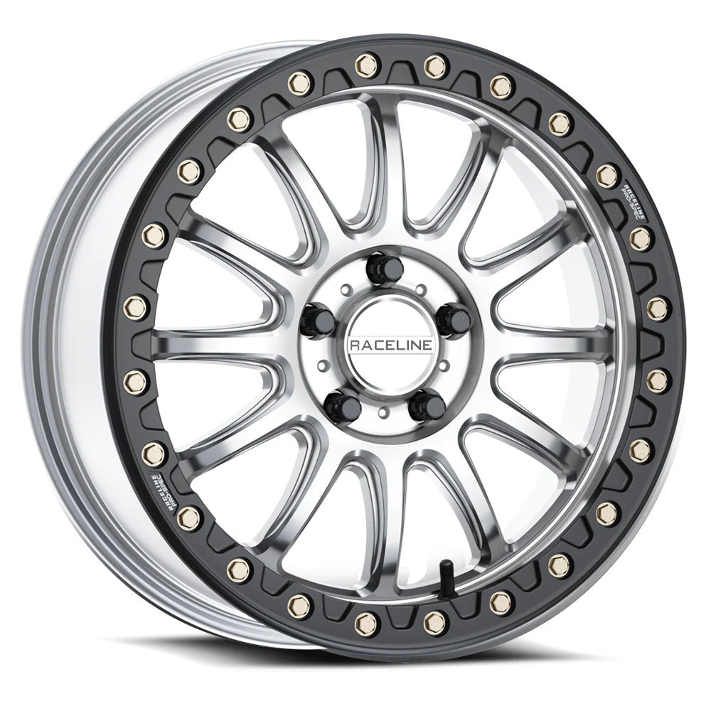 Raceline A14SB Silver/Black Alpha Beadlock & Maxxis Carnivore Radial Wheel & Tire Kit