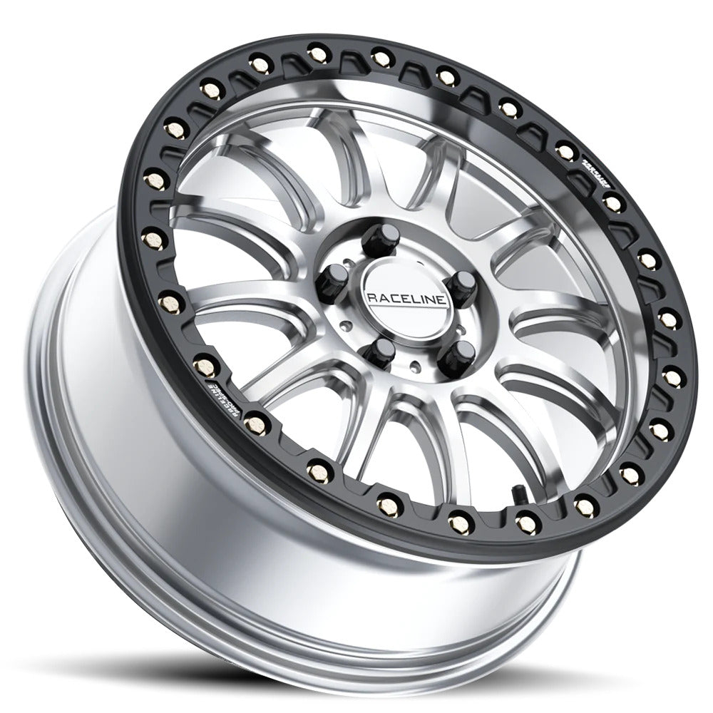 Raceline A14SB Silver/Black Alpha Beadlock & Maxxis Carnivore Radial Wheel & Tire Kit
