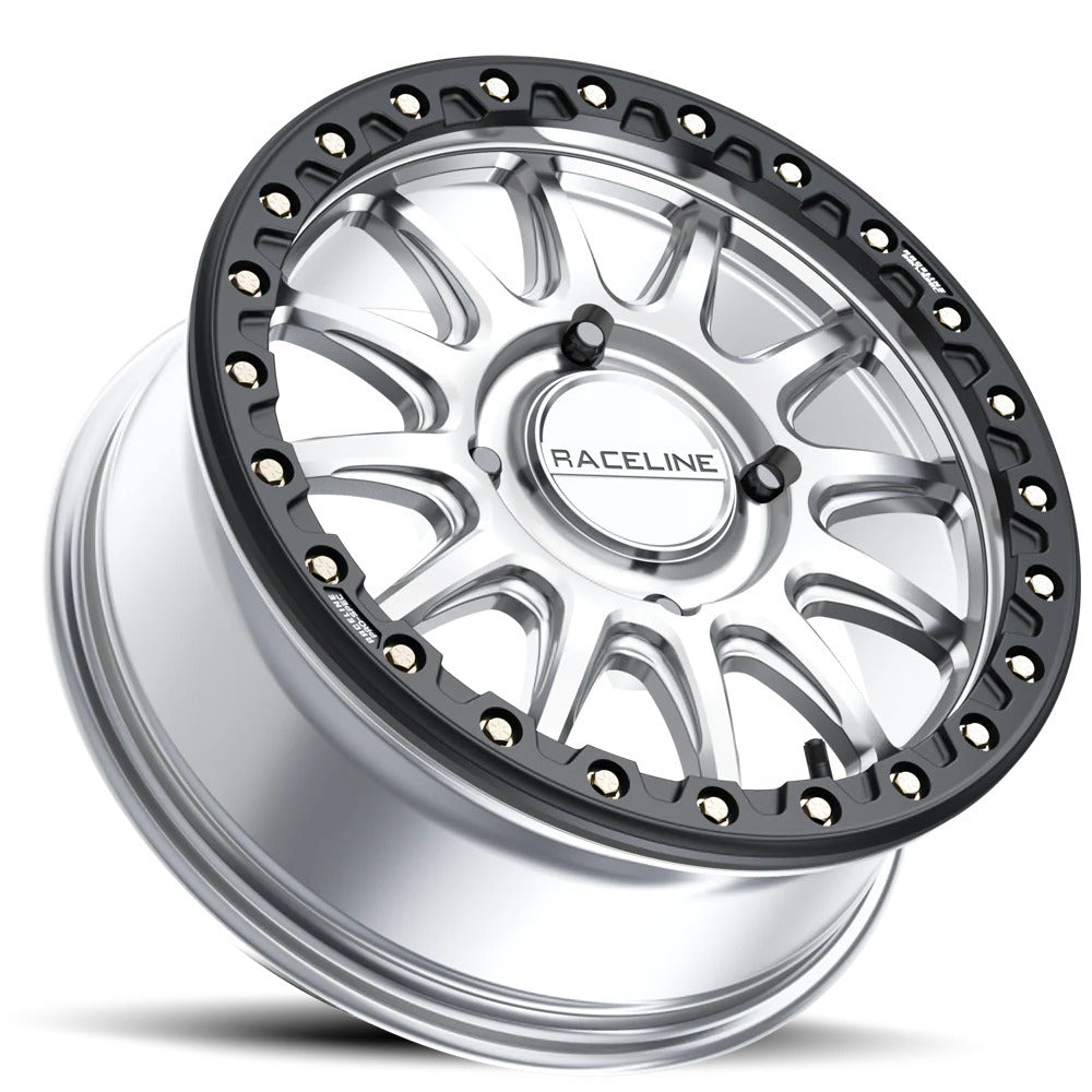 Raceline A14SB Silver/Black Alpha Beadlock & Maxxis Carnivore Radial Wheel & Tire Kit