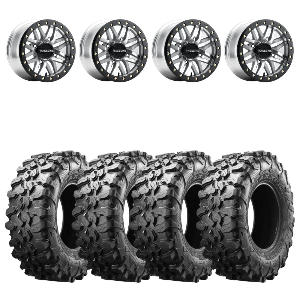 Raceline A91MA Machined Ryno Beadlock & Maxxis Carnivore Radial Wheel & Tire Kit