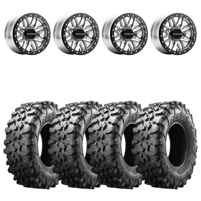Raceline A91MA Machined Ryno Beadlock & Maxxis Carnivore Radial Wheel & Tire Kit