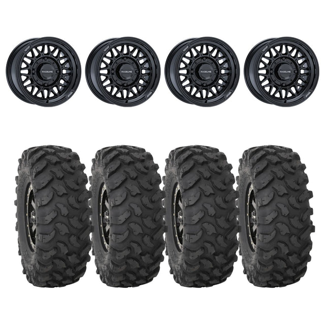 Raceline Gloss Black A13GB Omega & System 3 XTR370 Offroad Wheel & Tire Kit
