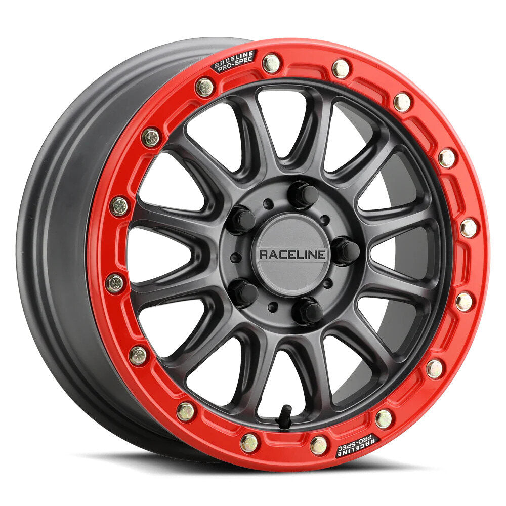 Raceline Gunmetal/Red A14GR Alpha 5 Lug BeadLock & Atturo Trail Blade Boss Wheel & Tire Kit