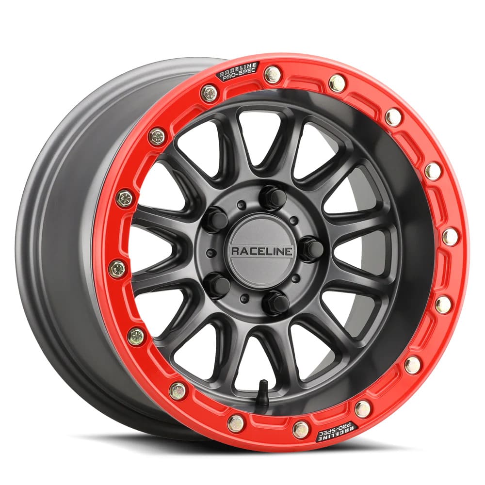 Raceline Gunmetal/Red A14GR Alpha BeadLock 5 Lug & System 3 RT320 Radial Wheel & Tire Kit