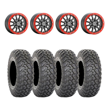 Raceline Gunmetal/Red A14GR Alpha BeadLock 5 Lug & System 3 RT320 Radial Wheel & Tire Kit