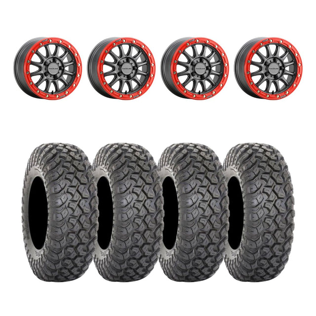 Raceline Gunmetal/Red A14GR Alpha BeadLock 5 Lug & System 3 RT320 Radial Wheel & Tire Kit