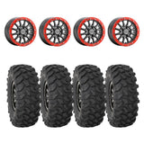 Raceline Gunmetal/Red A14GR Alpha BeadLock 5 Lug & System 3 XTR370 Offroad Wheel & Tire Kit