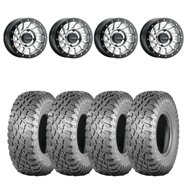 Raceline Hyper Silver A12 Squad Beadlock & Atturo Trail Blade X/T Wheel & Tire Kit