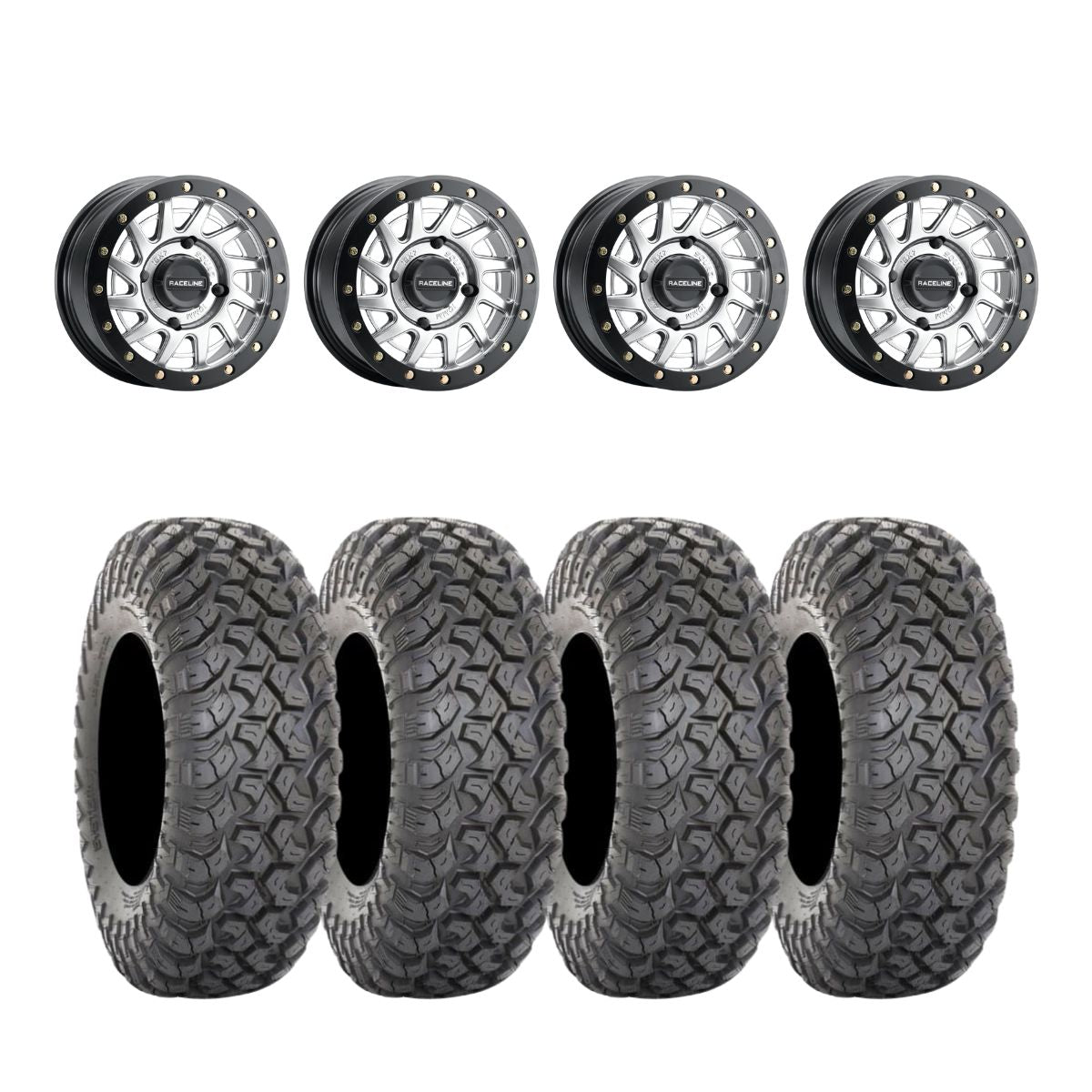 Raceline Hyper Silver A12 Squad Beadlock & System 3 RT320 Radial Wheel & Tire Kit