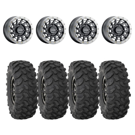 Raceline Satin Black A12BG Squad Beadlock & System 3 XTR370 Offroad Wheel & Tire Kit