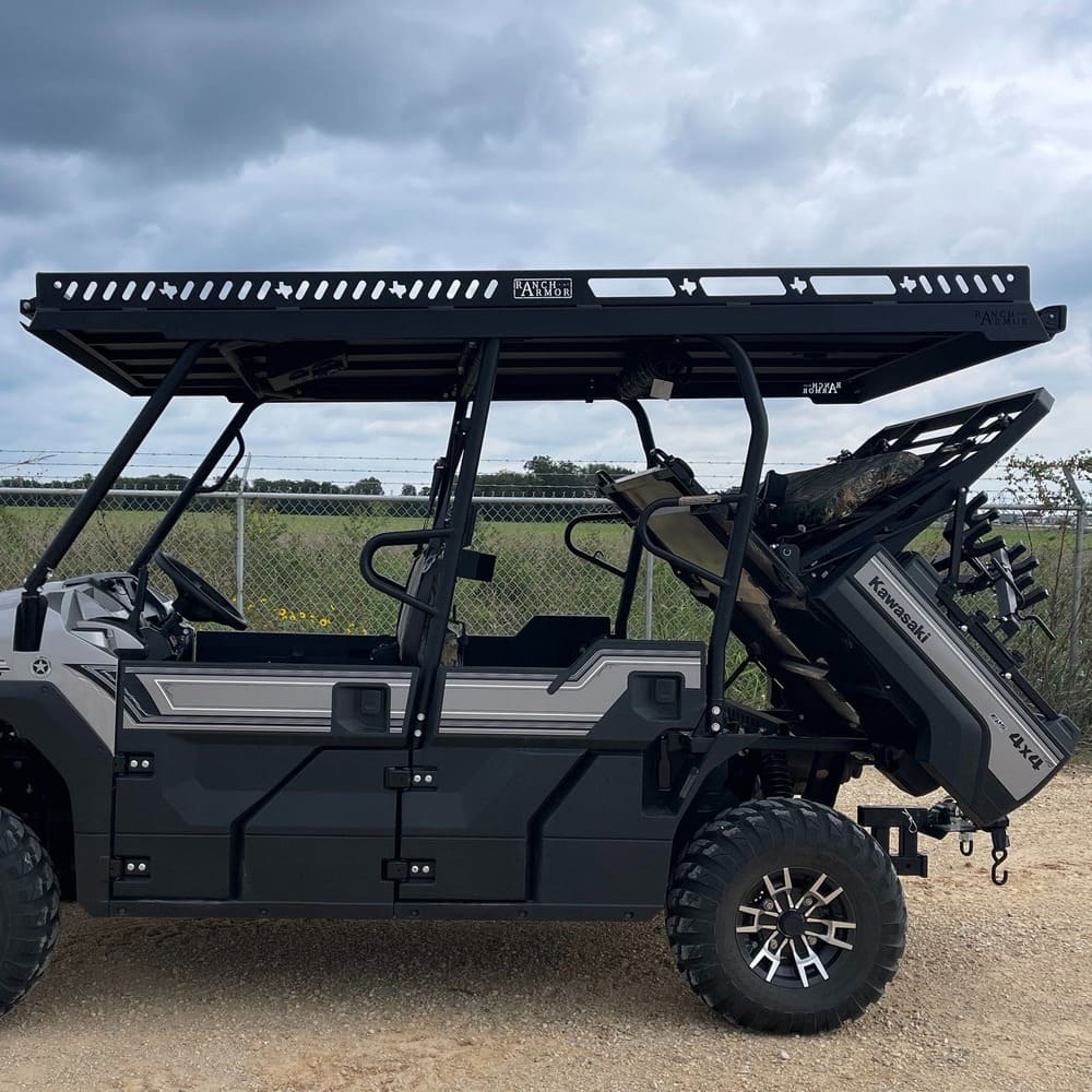 Ranch Armor Kawasaki Mule Pro FXT/DXT Ultra Extended Aluminum Top Overhangs Over Bed
